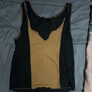 Brown and black cropped tank top